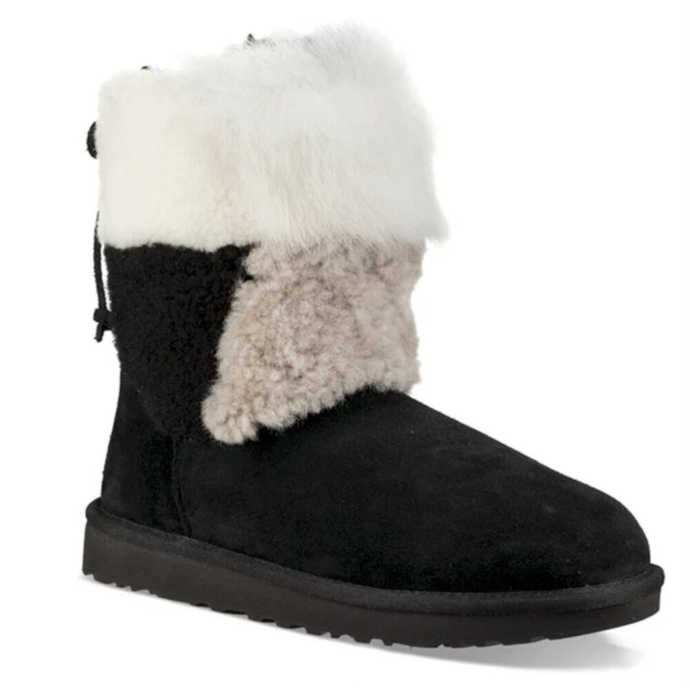 Ugg Patchwork Fluff Classic Short Bootie In Black… - image 1
